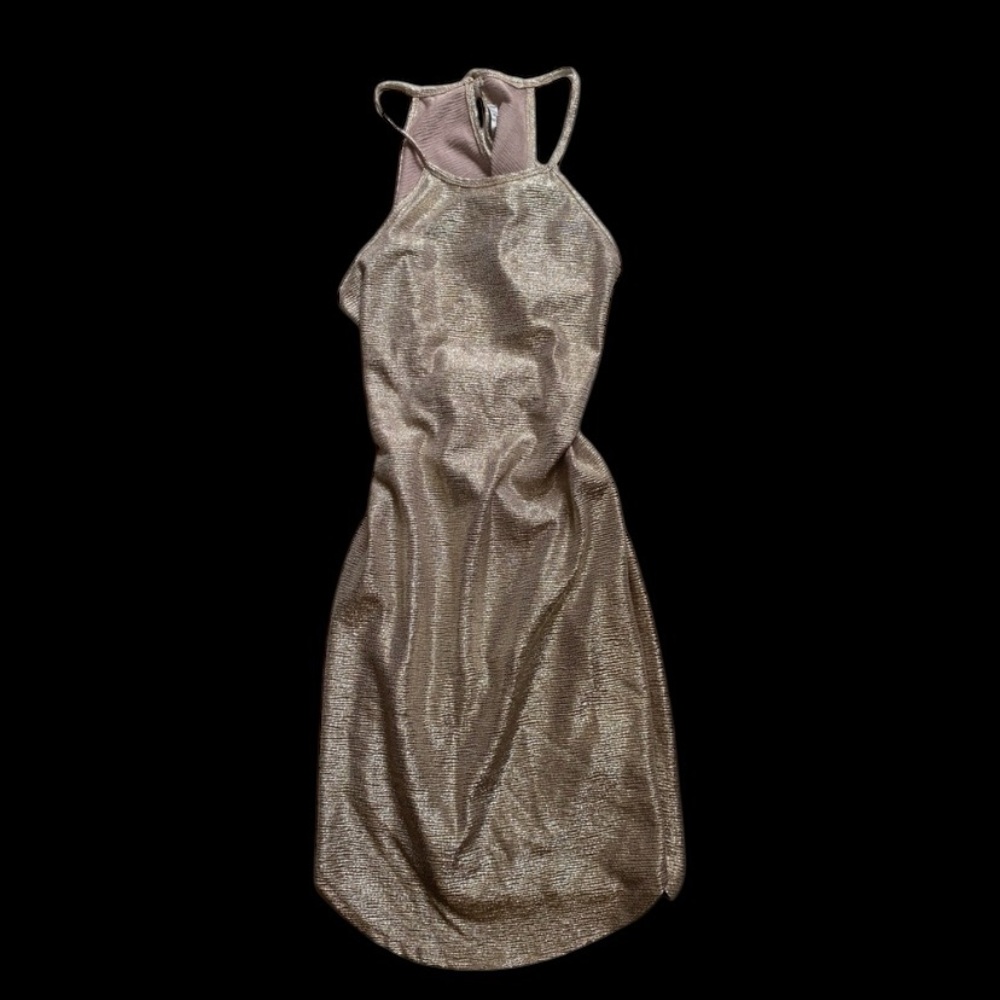 Papaya Gold Y2K Back CutOut‎ Mini Dress